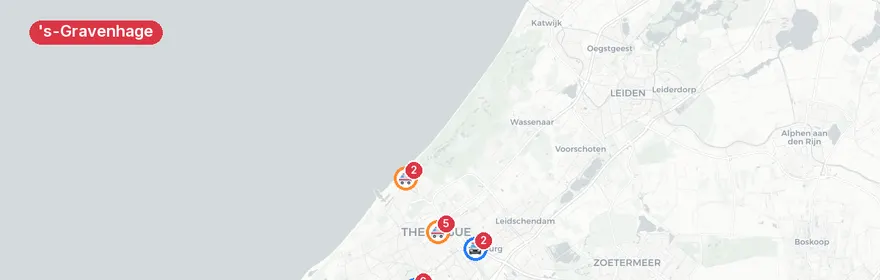 Kaart van Twee verkeersongevallen met letsel 's-Gravenhage