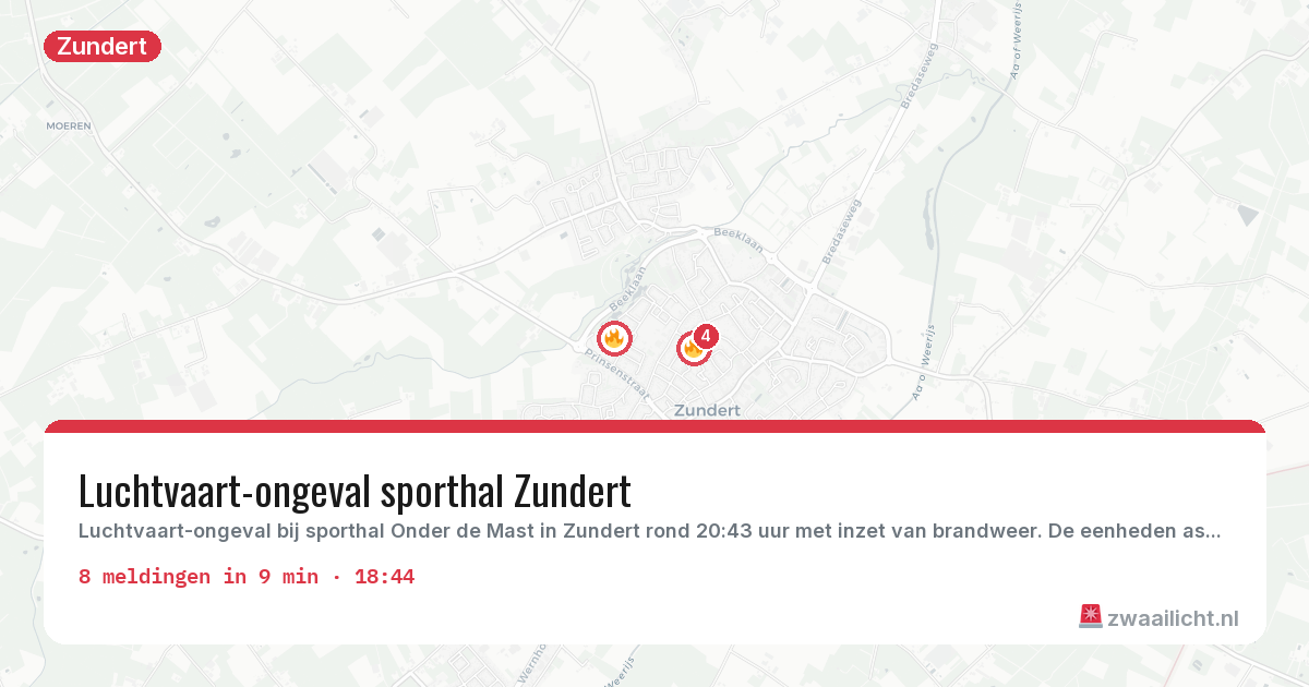 Kaart van de activiteitspiek bij Zundert