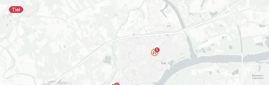 Kaart van Persoon te water op Waterliniepad Tiel