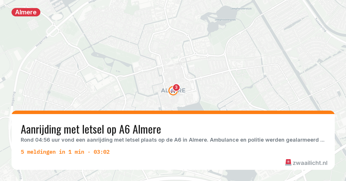 Kaart van de activiteitspiek bij Almere