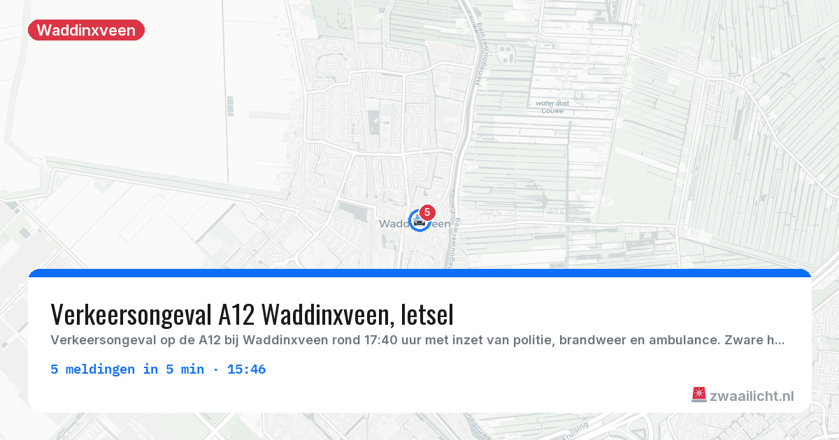 Kaart van de activiteitspiek bij Waddinxveen
