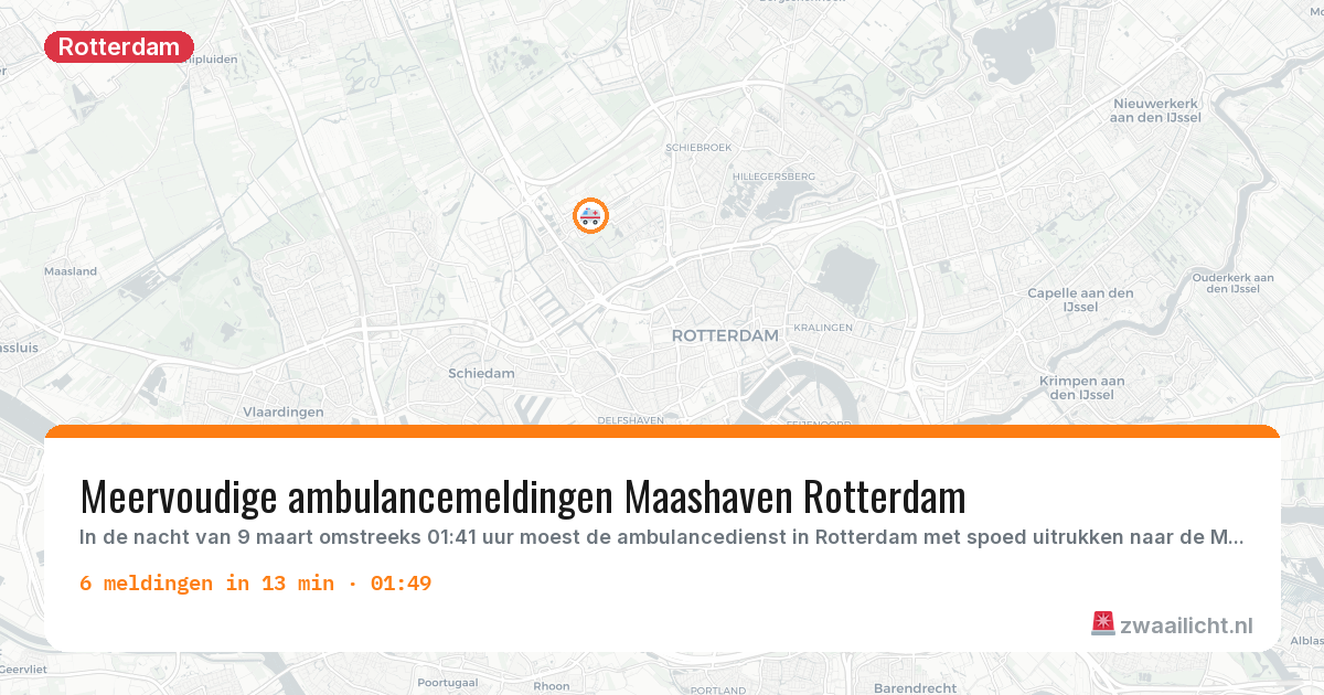 Kaart van de activiteitspiek bij Rotterdam