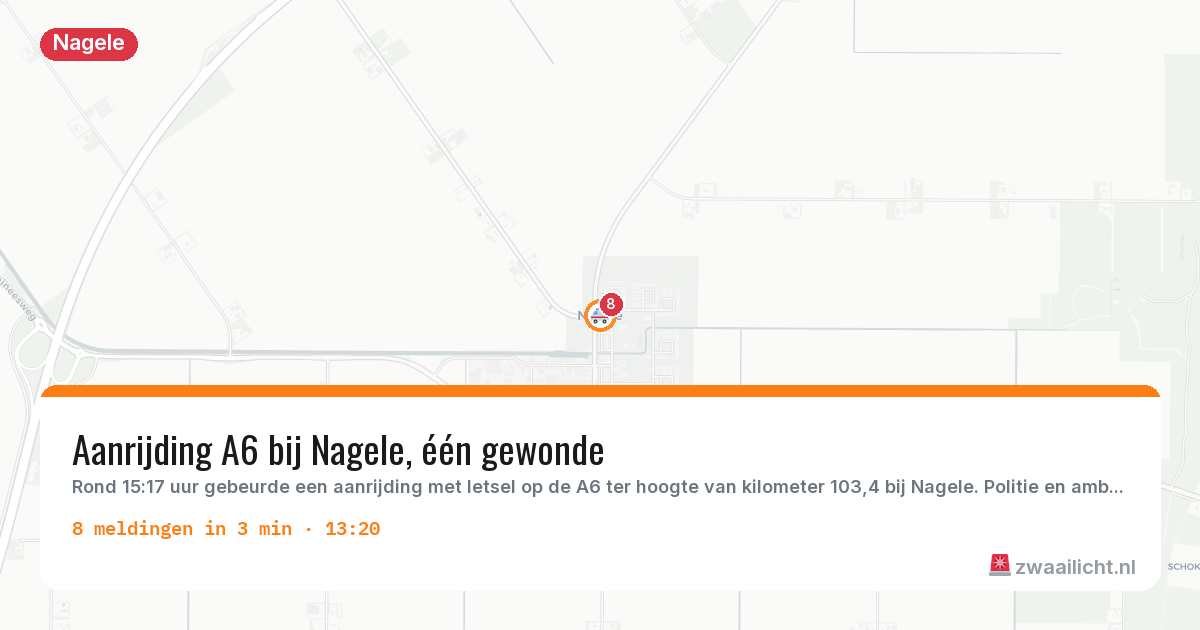 Kaart van de activiteitspiek bij Nagele
