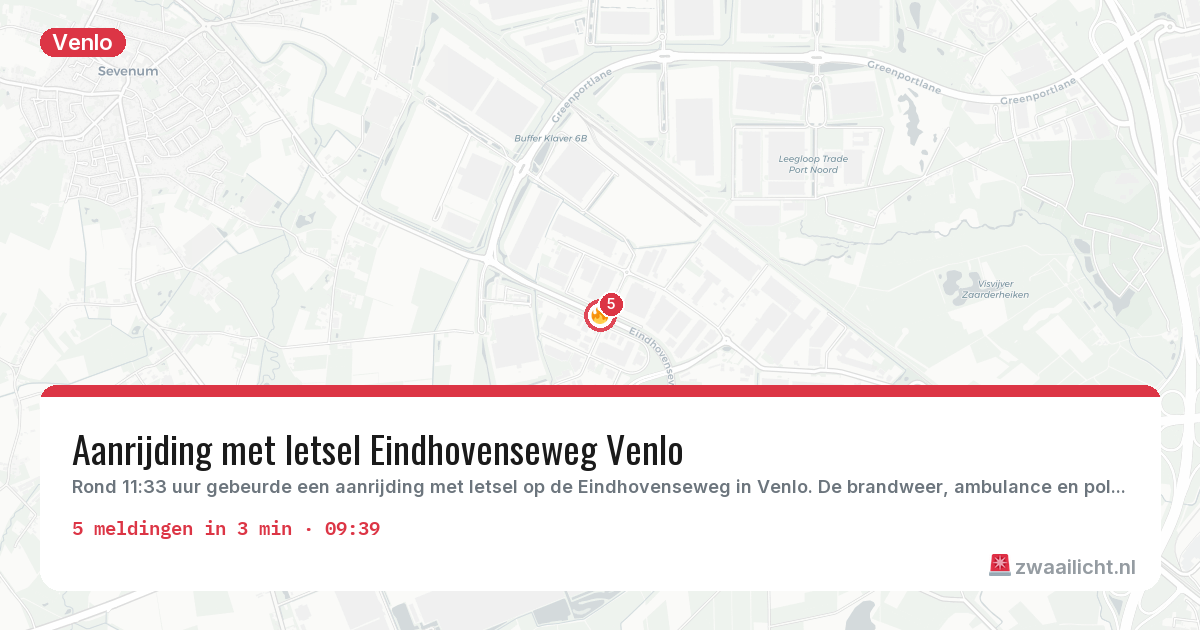 Kaart van de activiteitspiek bij Venlo