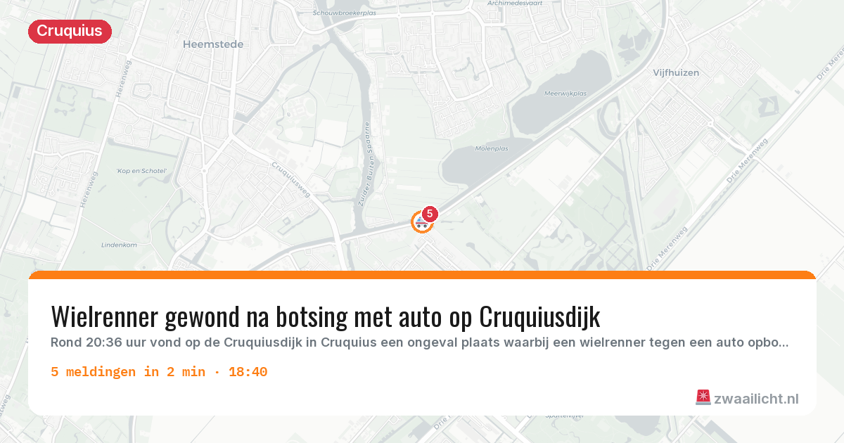 Kaart van de activiteitspiek bij Cruquius