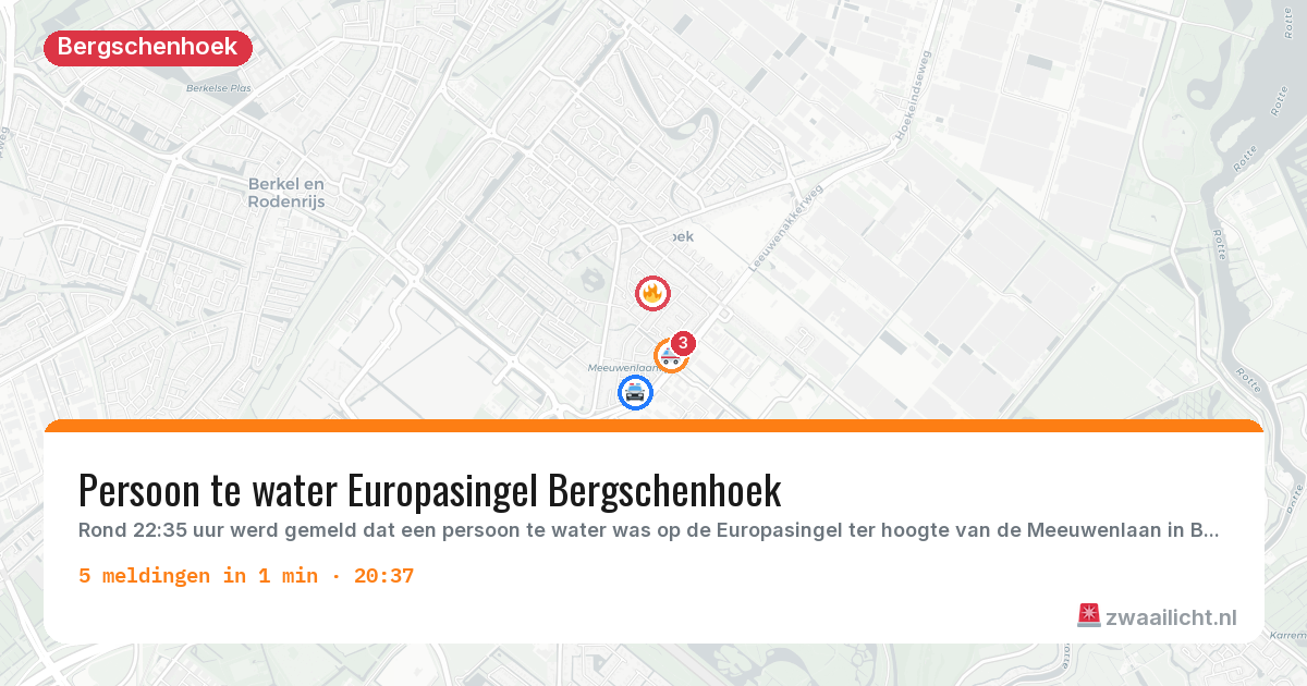 Kaart van de activiteitspiek bij Bergschenhoek