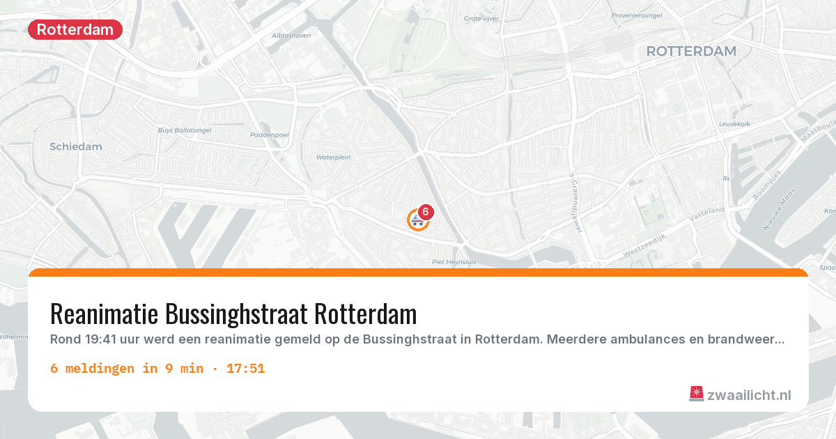 Kaart van de activiteitspiek bij Rotterdam