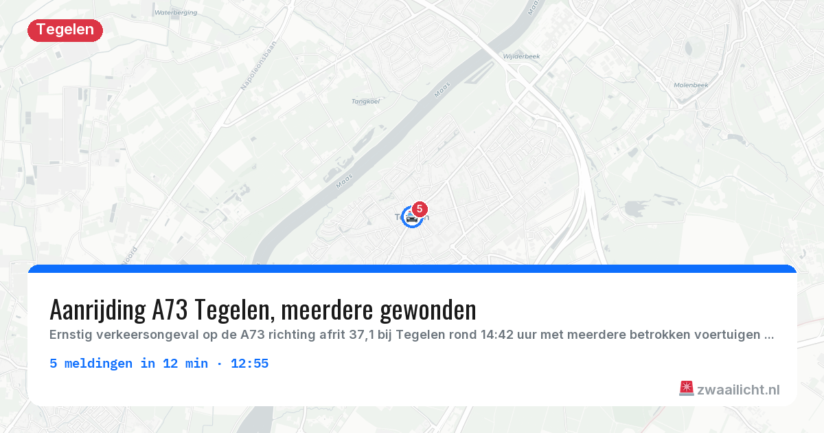 Kaart van de activiteitspiek bij Tegelen