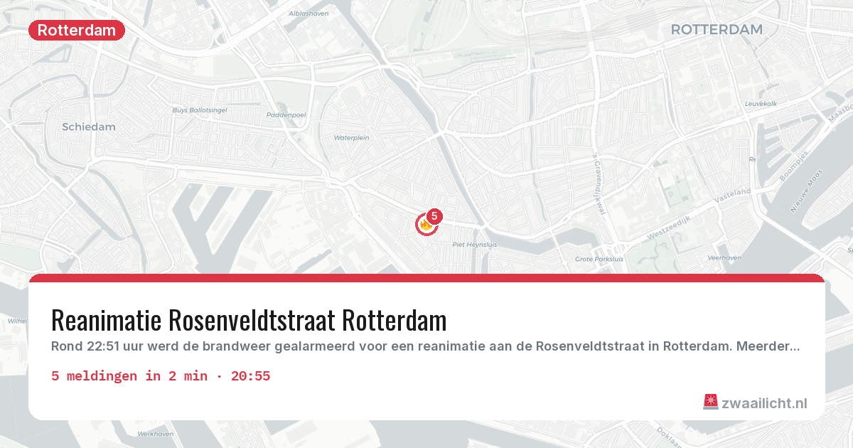 Kaart van de activiteitspiek bij Rotterdam