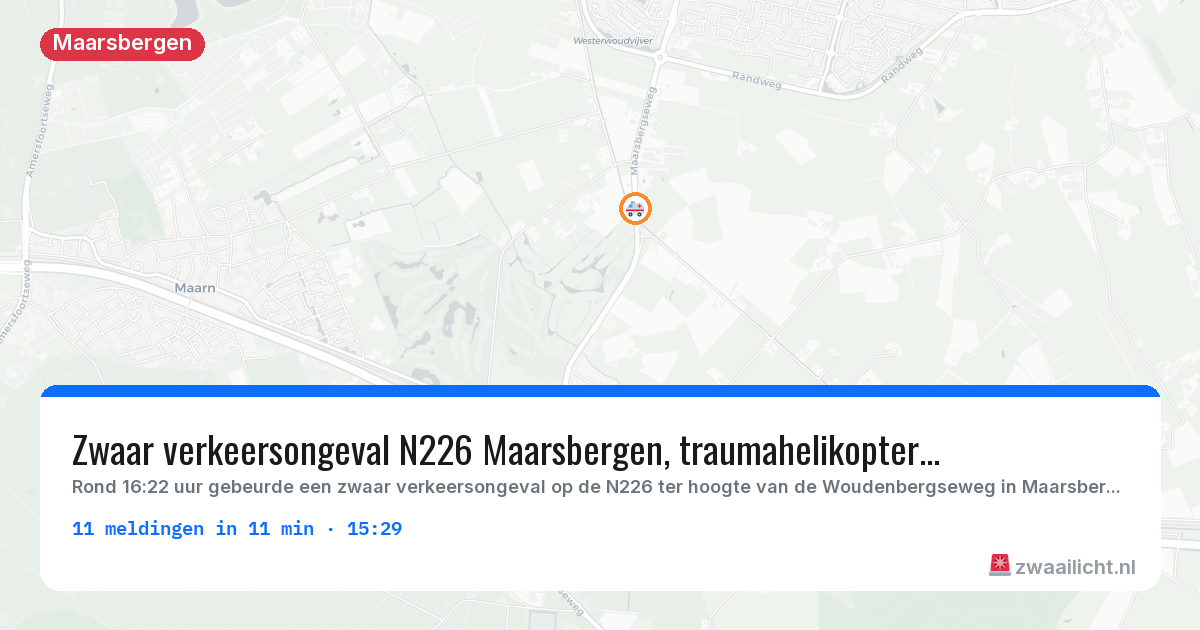 Kaart van de activiteitspiek bij Maarsbergen