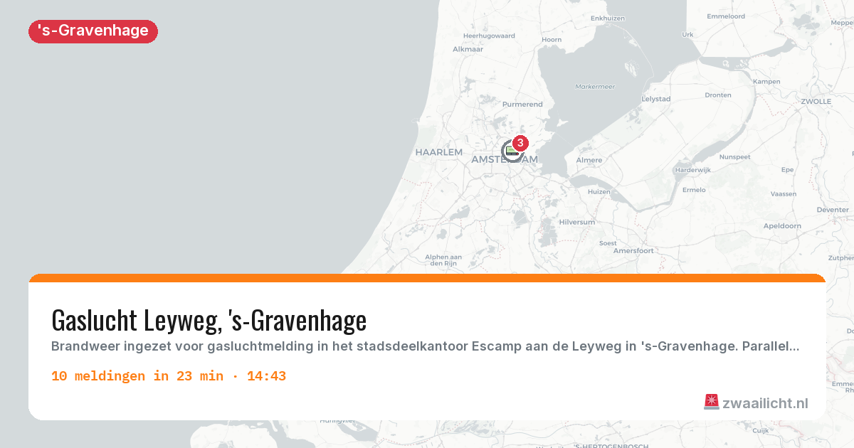 Kaart van de activiteitspiek bij 's-Gravenhage