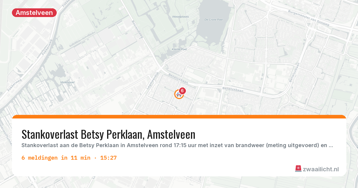 Kaart van de activiteitspiek bij Amstelveen