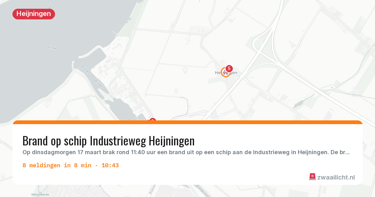 Kaart van de activiteitspiek bij Heijningen