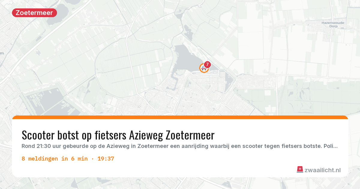 Kaart van de activiteitspiek bij Zoetermeer