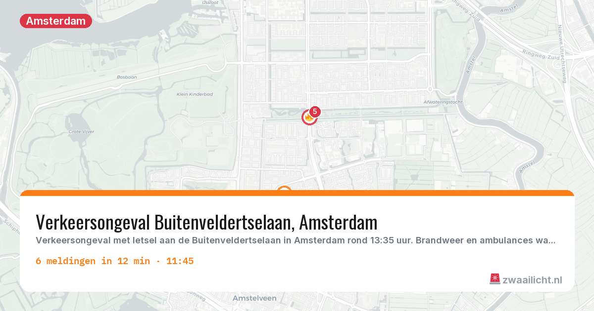 Kaart van de activiteitspiek bij Amsterdam