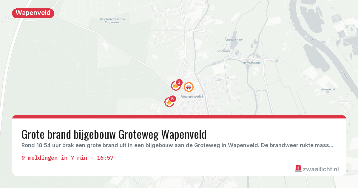 Kaart van de activiteitspiek bij Wapenveld