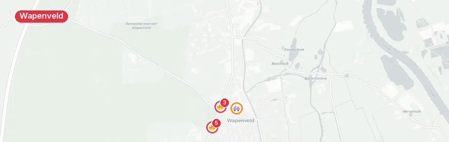 Kaart van Grote brand bijgebouw Groteweg Wapenveld