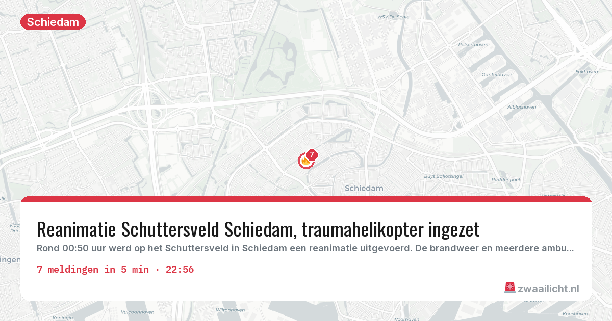 Kaart van de activiteitspiek bij Schiedam