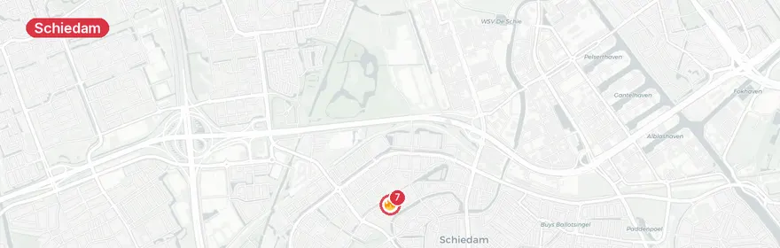 Kaart van Reanimatie Schuttersveld Schiedam, traumahelikopter ingezet