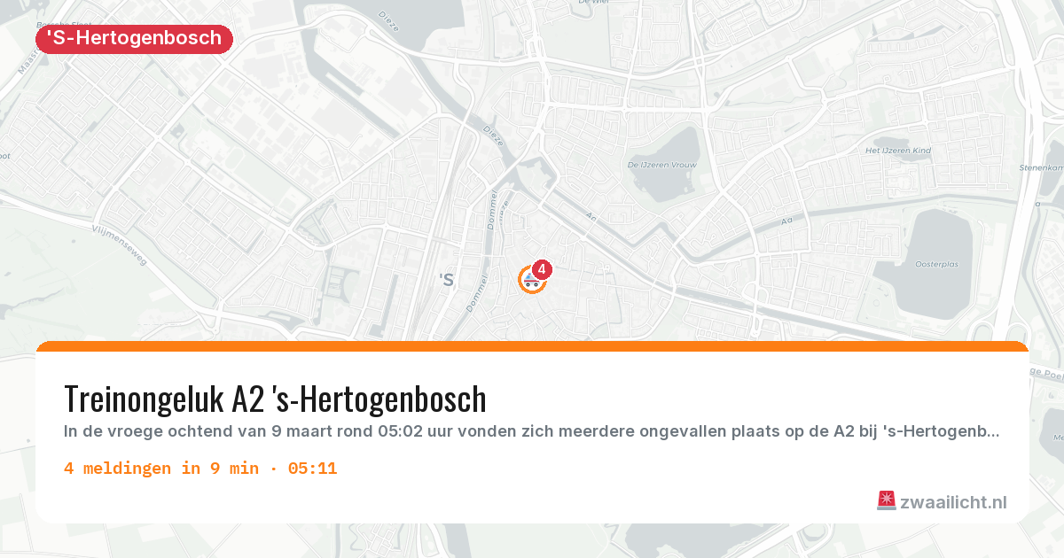 Kaart van de activiteitspiek bij 'S-Hertogenbosch