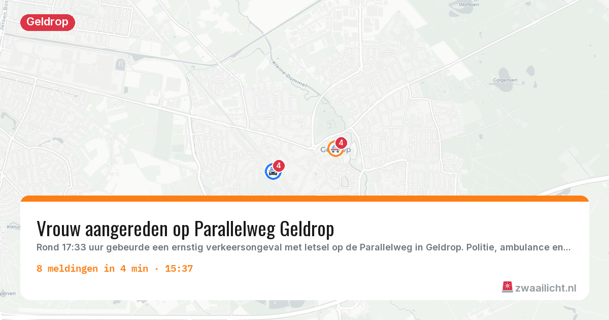 Kaart van de activiteitspiek bij Geldrop