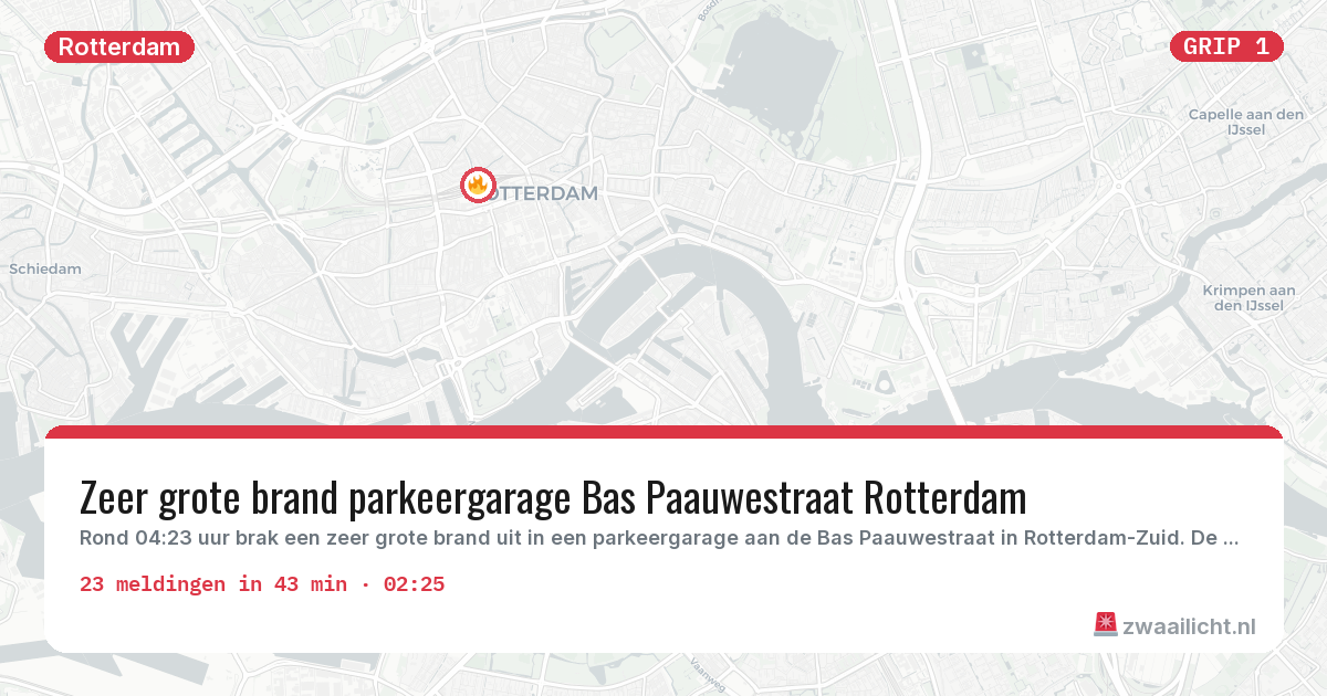 Kaart van de activiteitspiek bij Rotterdam