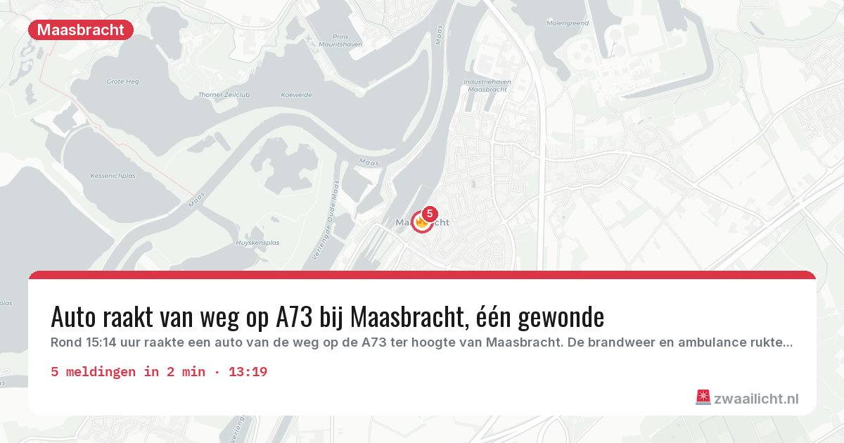 Kaart van de activiteitspiek bij Maasbracht