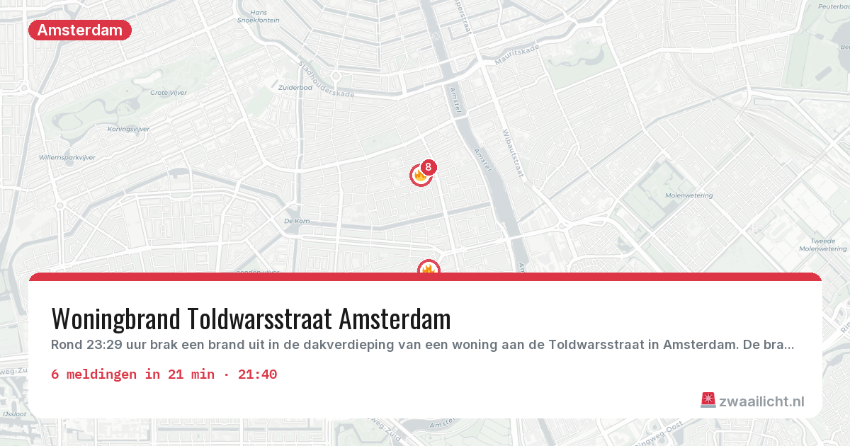 Kaart van de activiteitspiek bij Amsterdam