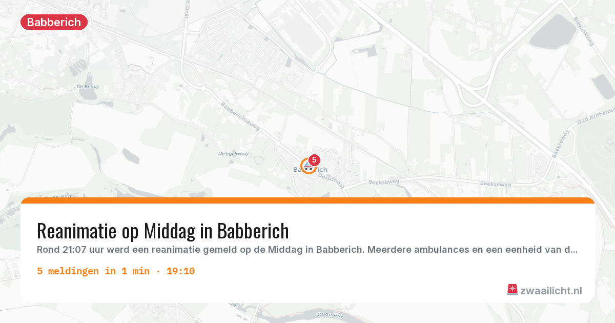 Kaart van de activiteitspiek bij Babberich