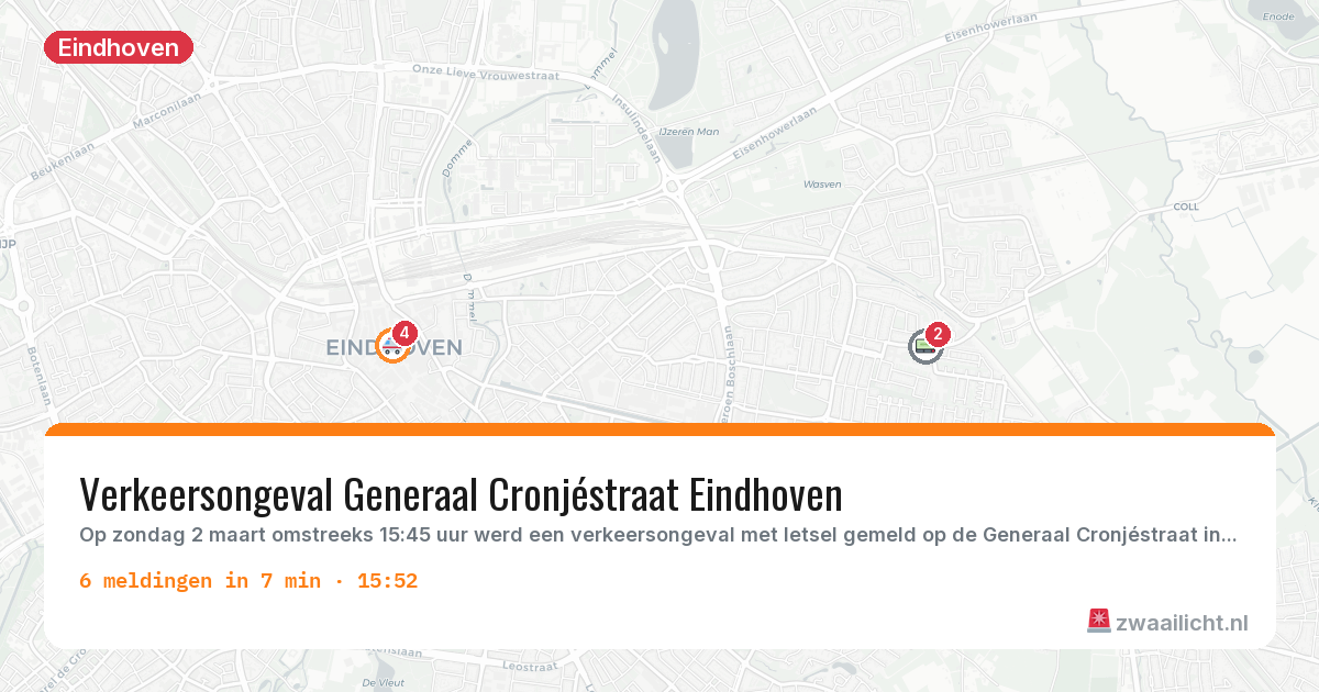 Kaart van de activiteitspiek bij Eindhoven