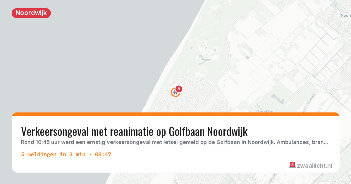 Kaart van de activiteitspiek bij Noordwijk
