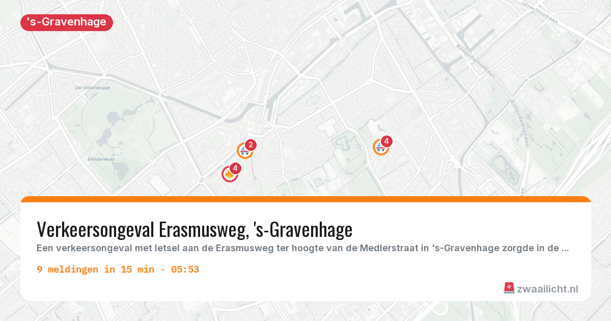 Kaart van de activiteitspiek bij 's-Gravenhage