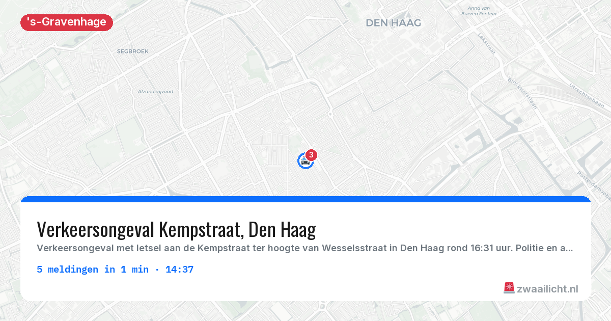 Kaart van de activiteitspiek bij 's-Gravenhage