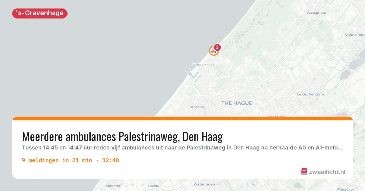 Kaart van de activiteitspiek bij 's-Gravenhage