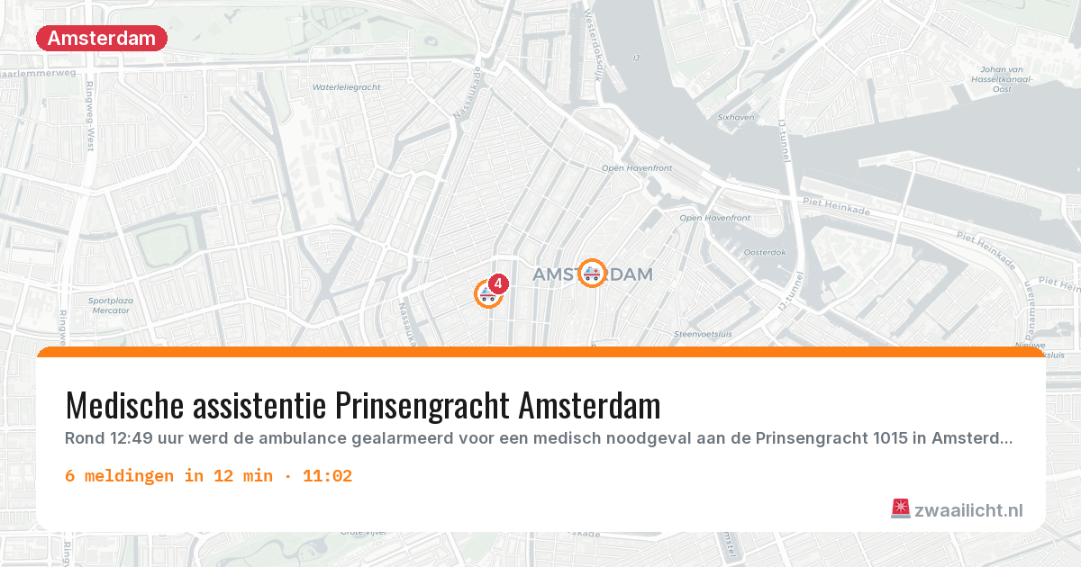 Kaart van de activiteitspiek bij Amsterdam