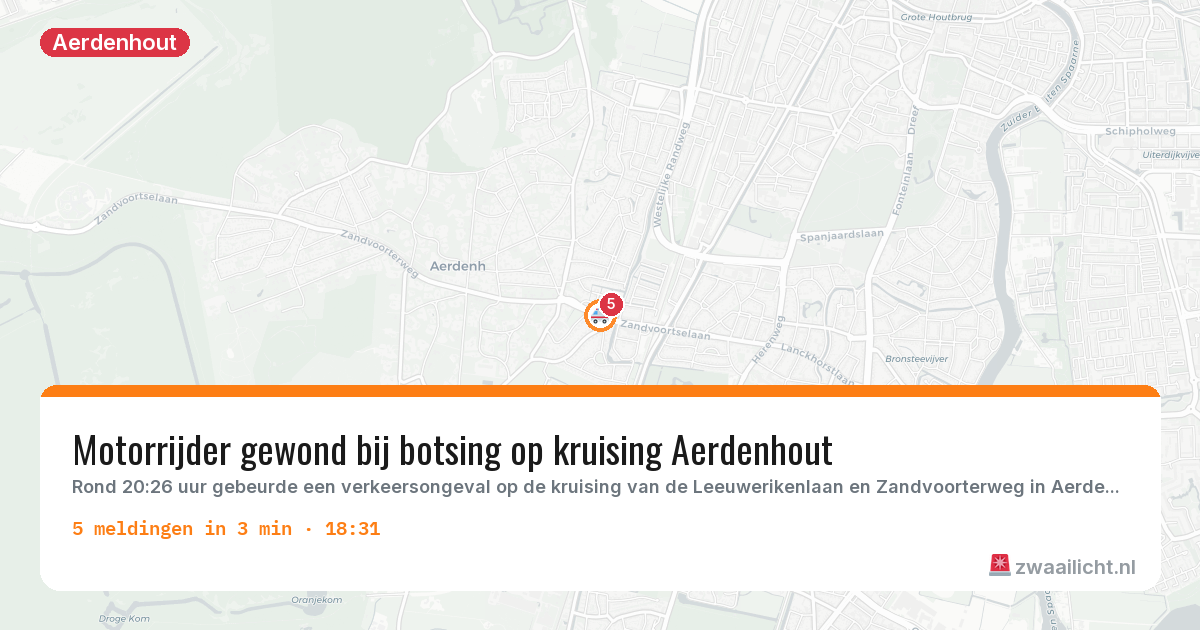 Kaart van de activiteitspiek bij Aerdenhout