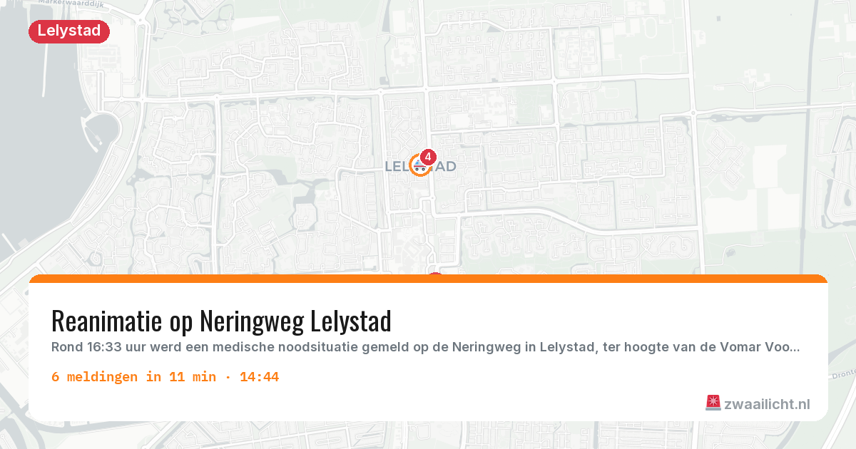 Kaart van de activiteitspiek bij Lelystad