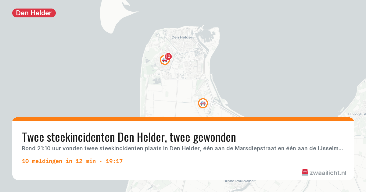 Kaart van de activiteitspiek bij Den Helder