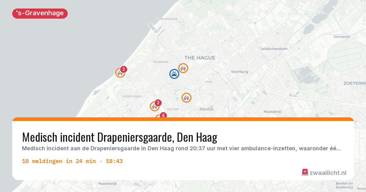 Kaart van de activiteitspiek bij 's-Gravenhage