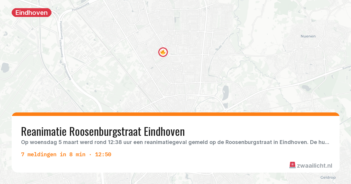 Kaart van de activiteitspiek bij Eindhoven