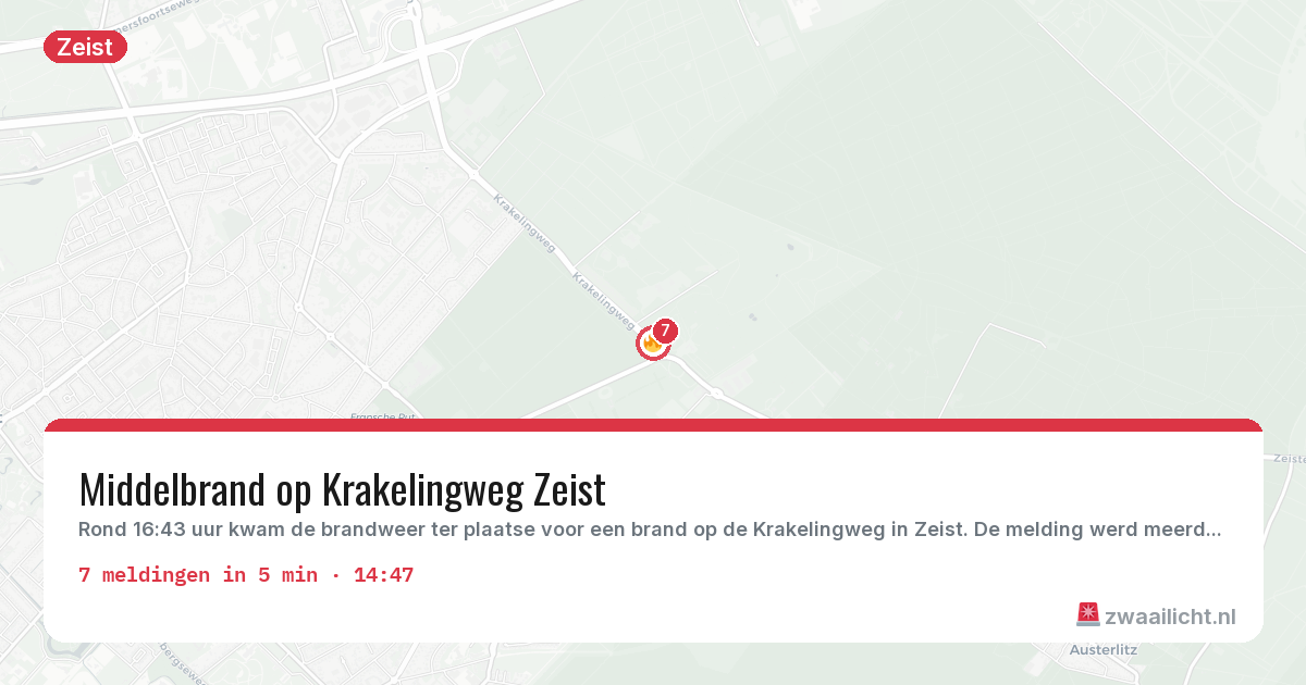 Kaart van de activiteitspiek bij Zeist