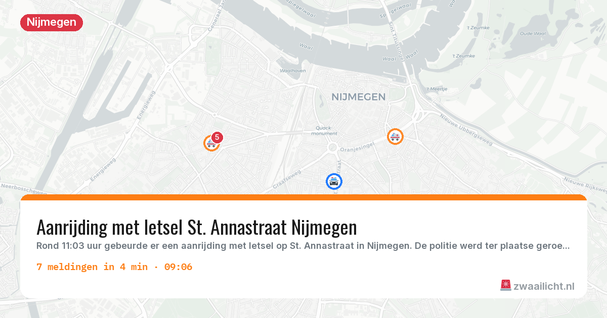 Kaart van de activiteitspiek bij Nijmegen