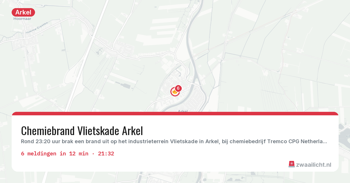 Kaart van de activiteitspiek bij Arkel