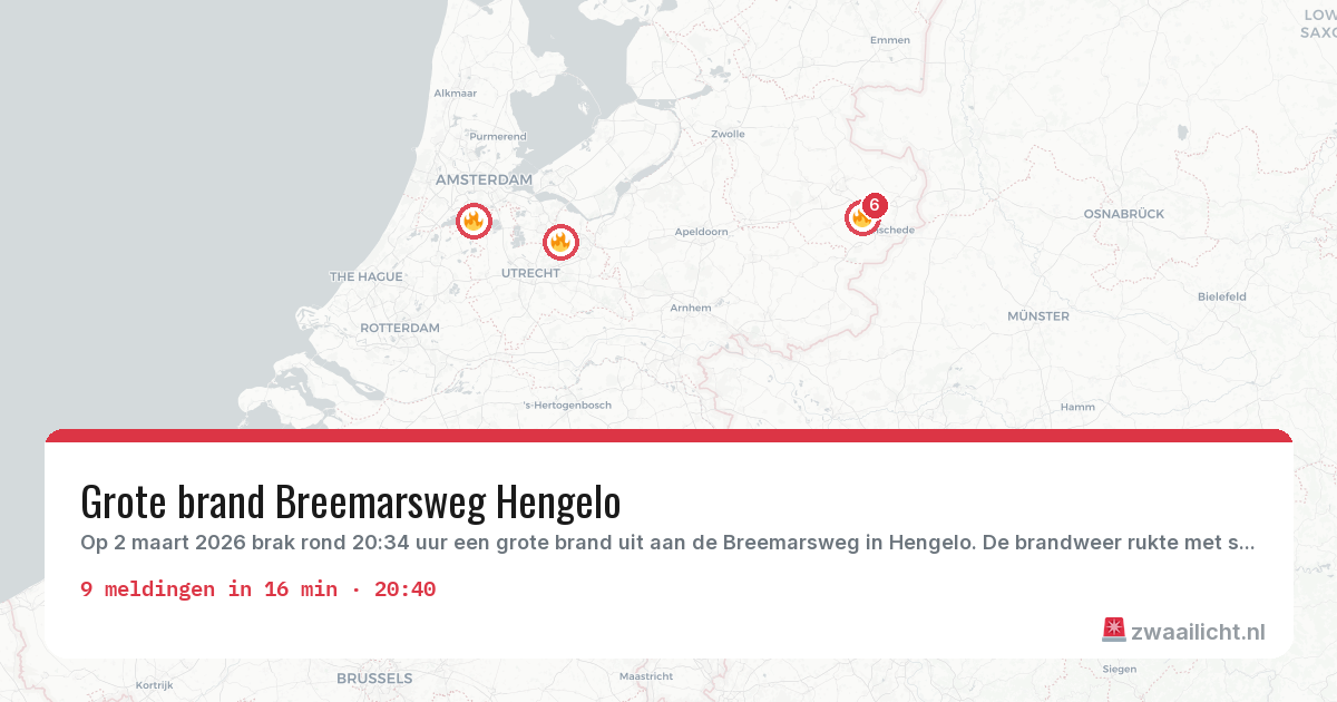 Kaart van de activiteitspiek bij Brandweer