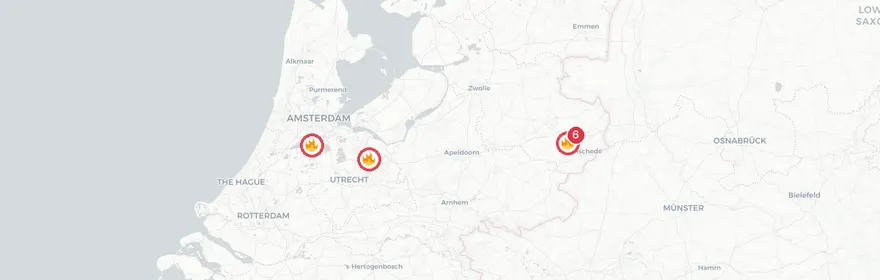 Kaart van Grote brand Breemarsweg Hengelo