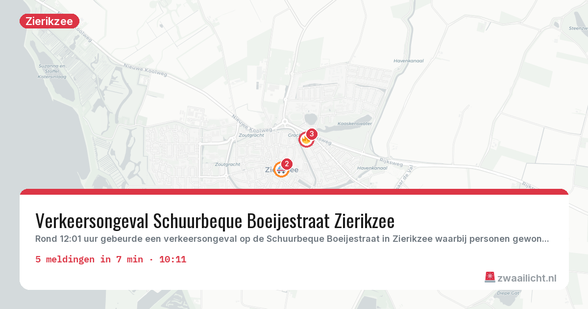 Kaart van de activiteitspiek bij Zierikzee