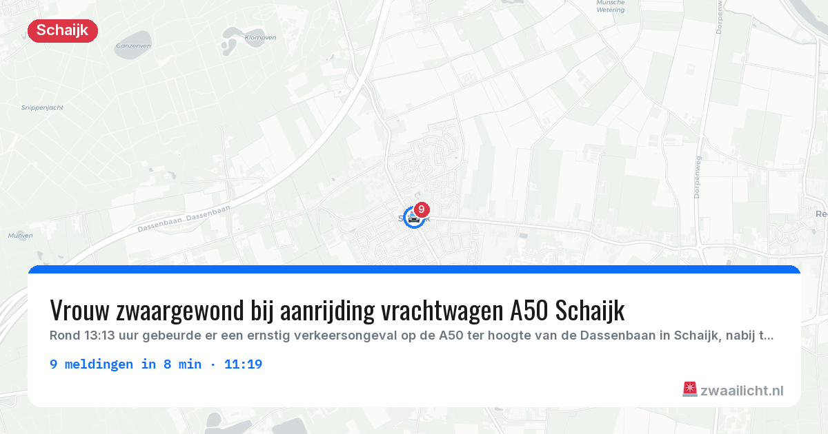 Kaart van de activiteitspiek bij Schaijk