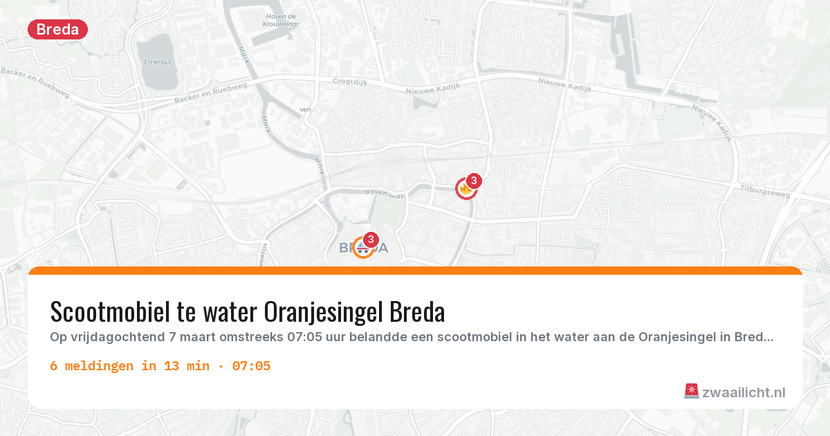 Kaart van de activiteitspiek bij Breda