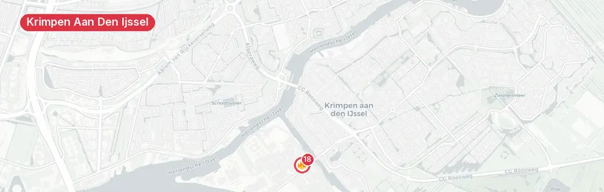 Kaart van Zeer grote industriebrand Van der Giessenweg Krimpen aan...