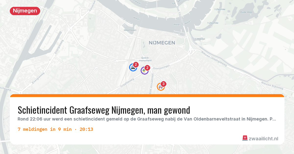 Kaart van de activiteitspiek bij Nijmegen